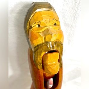Vintage Nutcracker Black Forest Hand Carved Man with Cap Wood Handheld Mustache